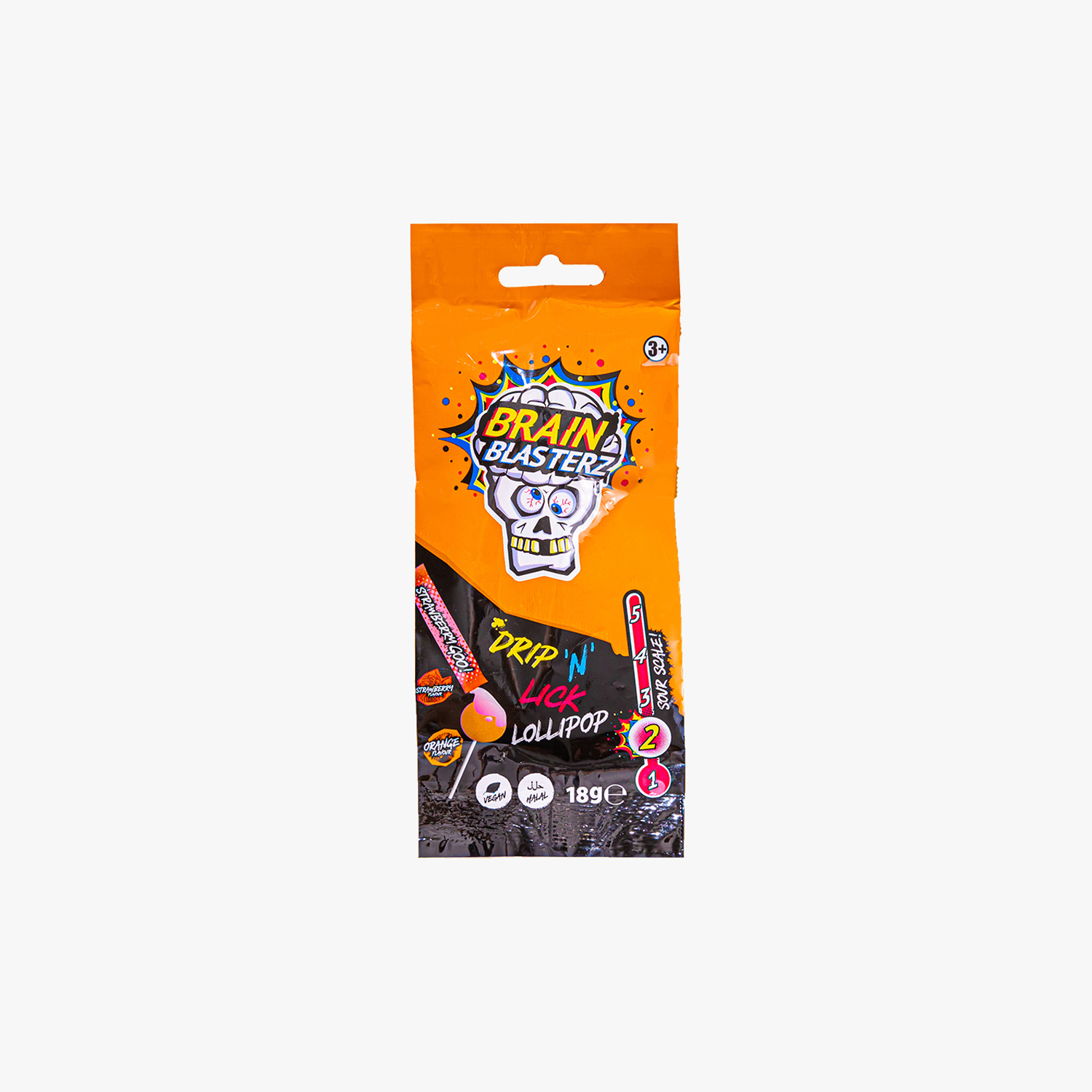 Brain Blasterz Drip 'n' Lick Lollipop Orange Flavor - 18g