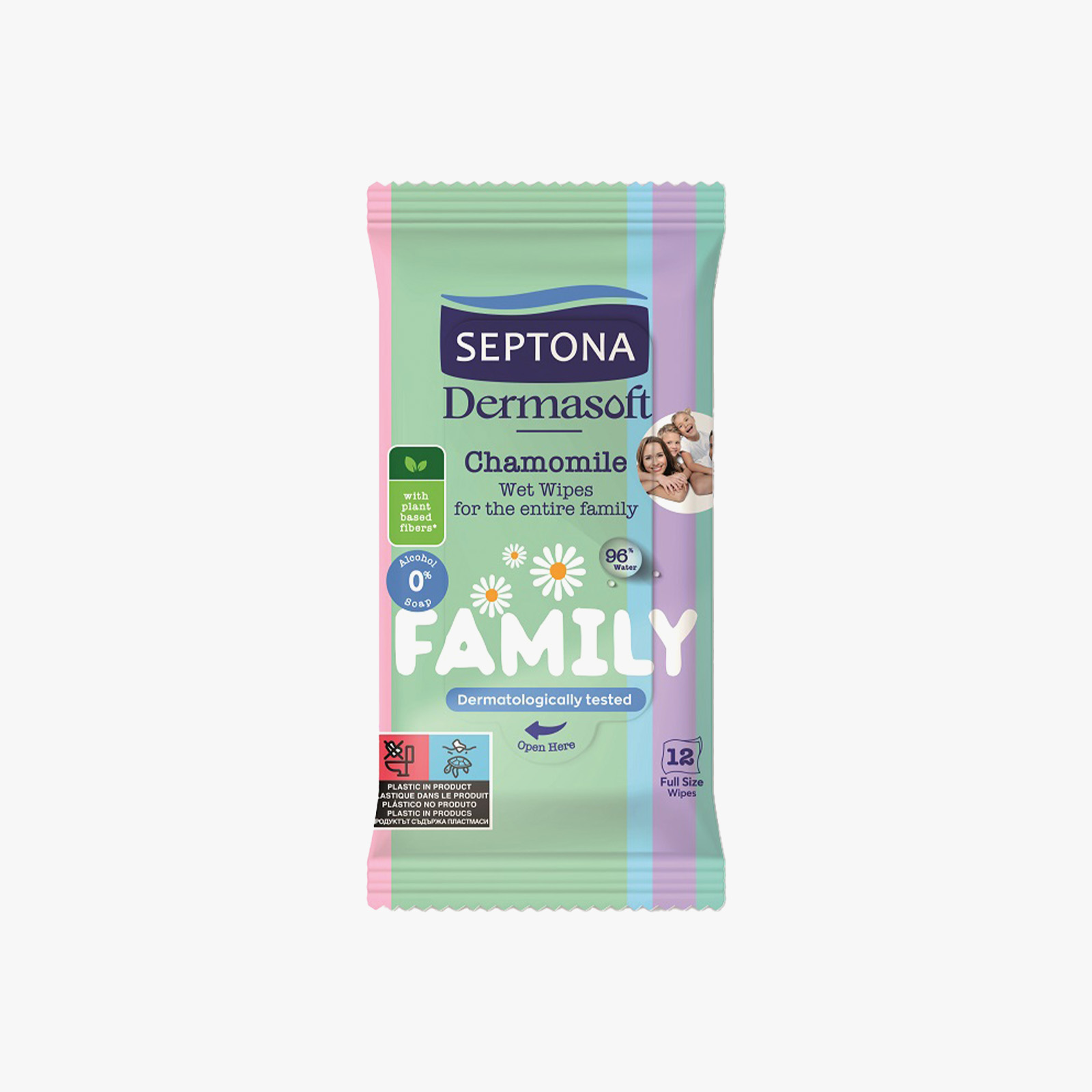 Septona Dermasoft Family Wet Wipes Chamomile - 12 wipes - Keel