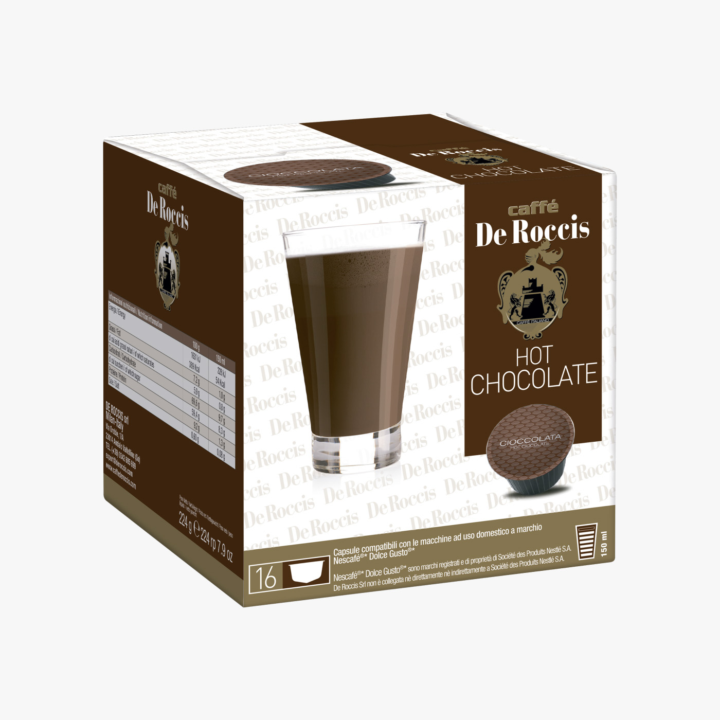 De Roccis Hot Chocolate Capsules - 16 Capsules