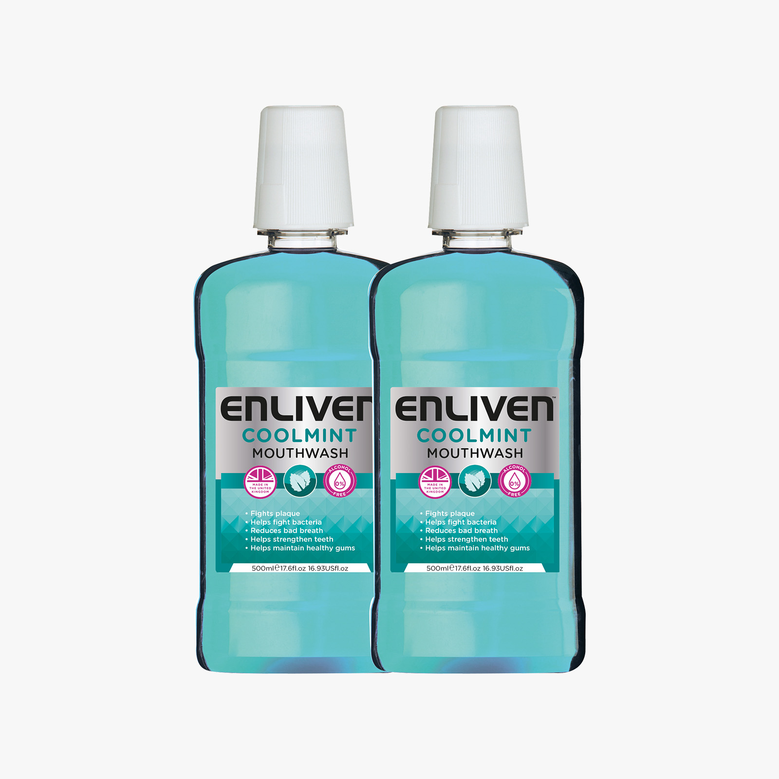 Enliven Mouthwash Coolmint Blue - 500ml - 2 Packs