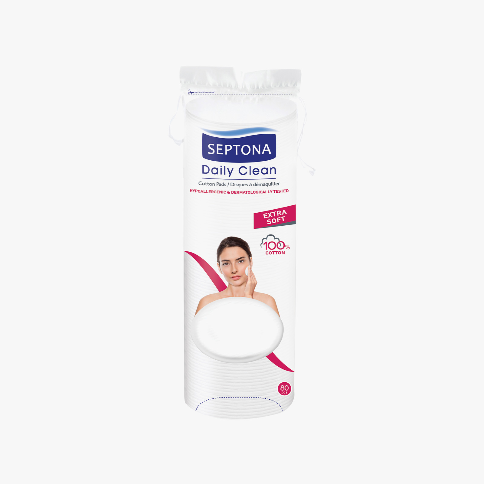 Septona Sensitive Cotton Pads with Silk Protein - 80 Pads