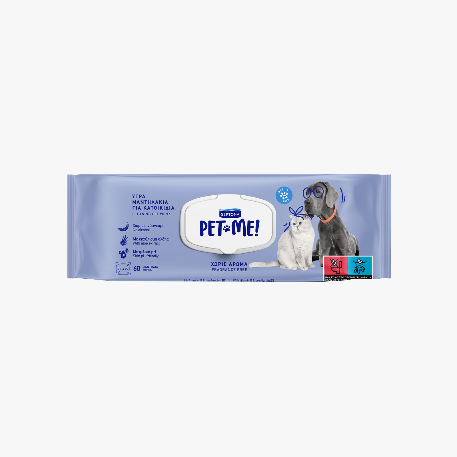 Septona Pet Me Pet Cleansing Wet 60 Wipes