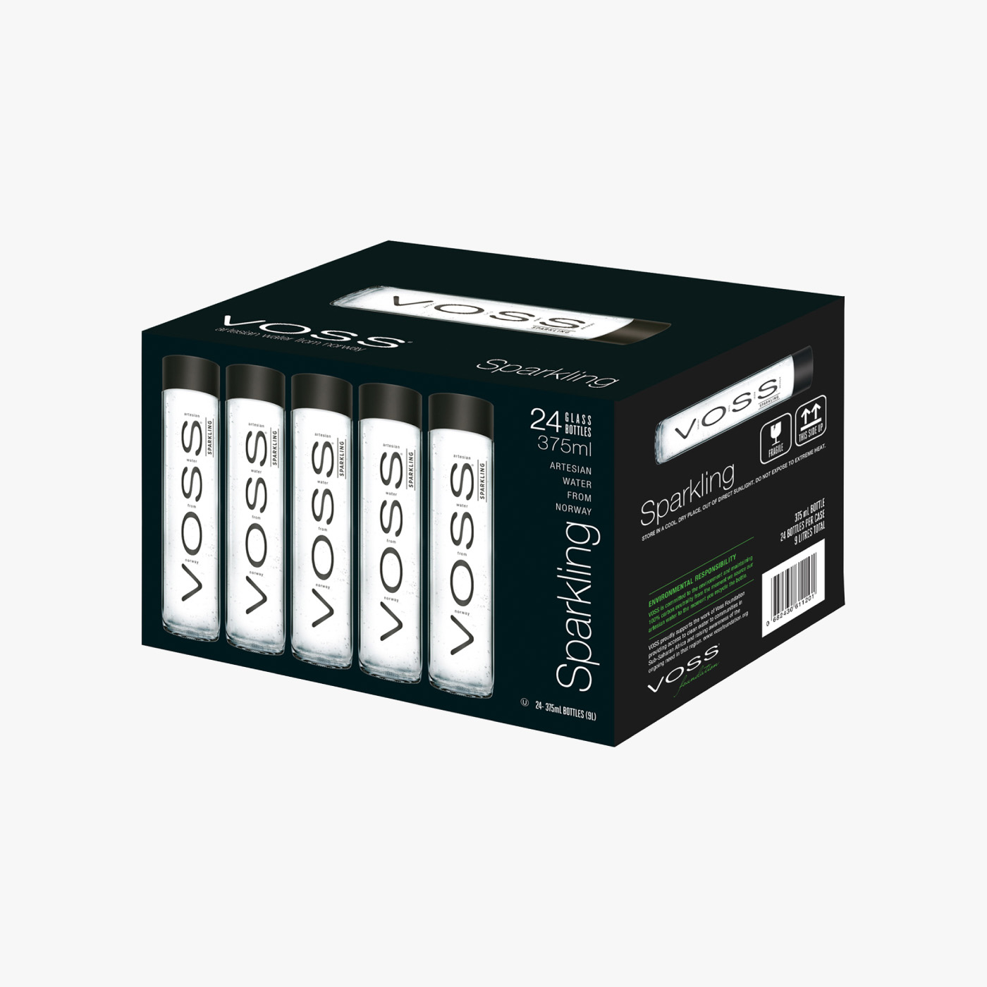 Voss Sparkling Water - 375ml × 24